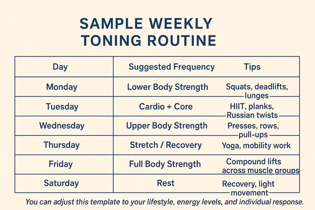 Achieving the Perfect Tone: How Often Should You Exercise for Results? 4 Weekly exercise England plan graphic