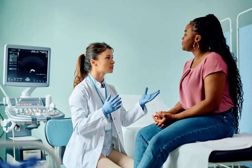 Woman have consultation about vaginal laxity England